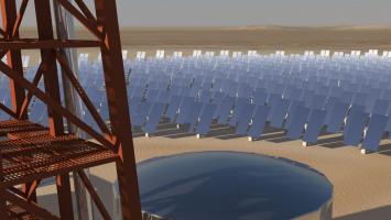 Close up of solar thermal mirrors.